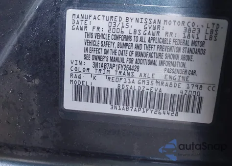 2015 Nissan Sentra Sv from USA, damaged, VIN 3N1AB7AP1FY264428